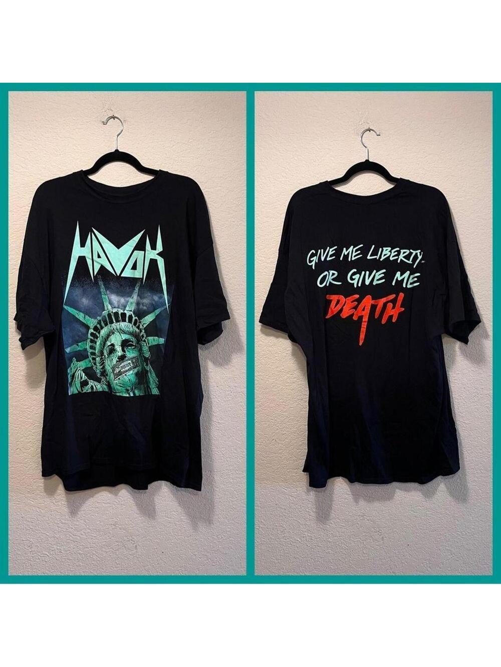 Black Havok Graphic T-Shirt with Statue of Liberty Print